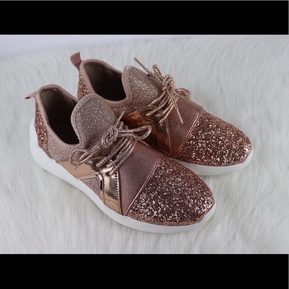 Rose Gold Glitter Sneakers - Picture 2 of 4